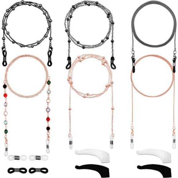 6 Pieces Eyeglass Chains Elegant Eyewear Retainer Beaded Eyeglass Strap Holder - Picture 1 of 7